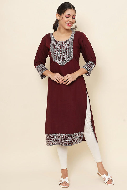 Maroon Colour Cotton Kurti