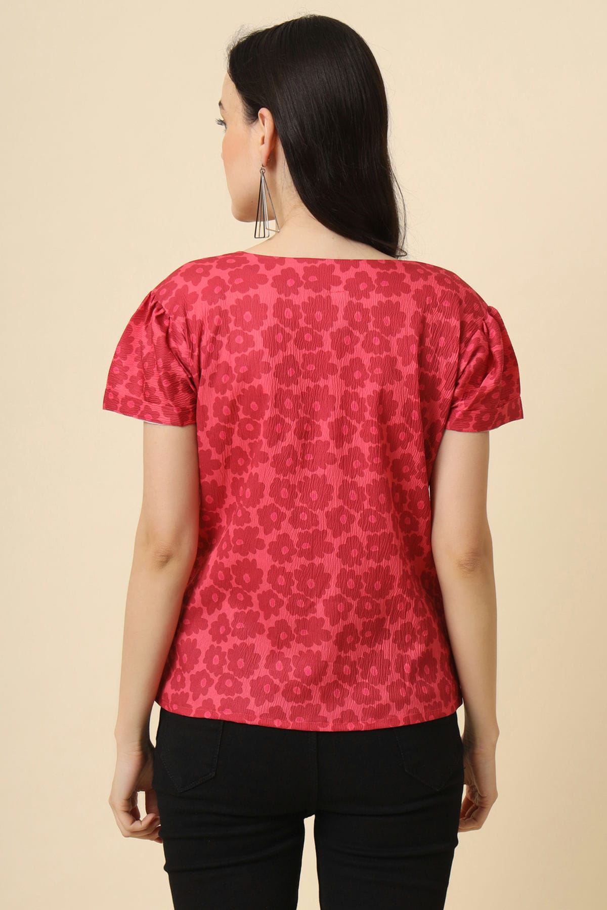 Maroon Colour Crepe Readymade Top VSTP1110838