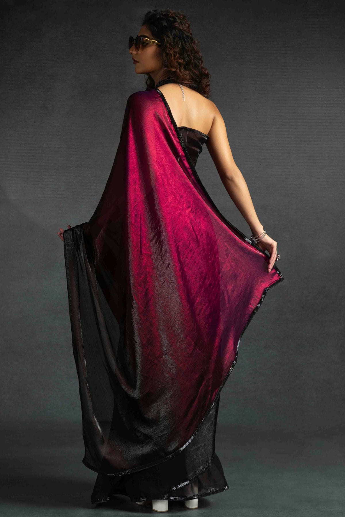 Maroon Colour Fendi Satin Silk Ready To Wear Saree VSSD1122031