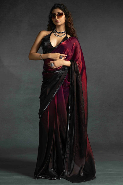 Maroon Colour Fendi Satin Silk Ready To Wear Saree VSSD1122031