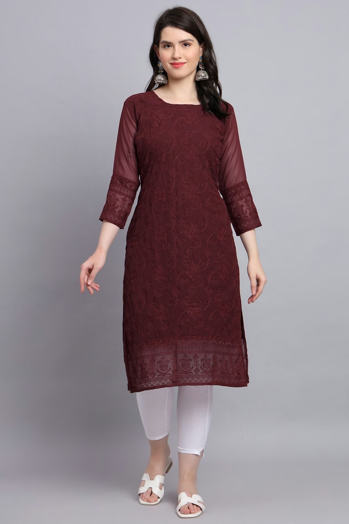 Maroon Colour Georgette Kurti