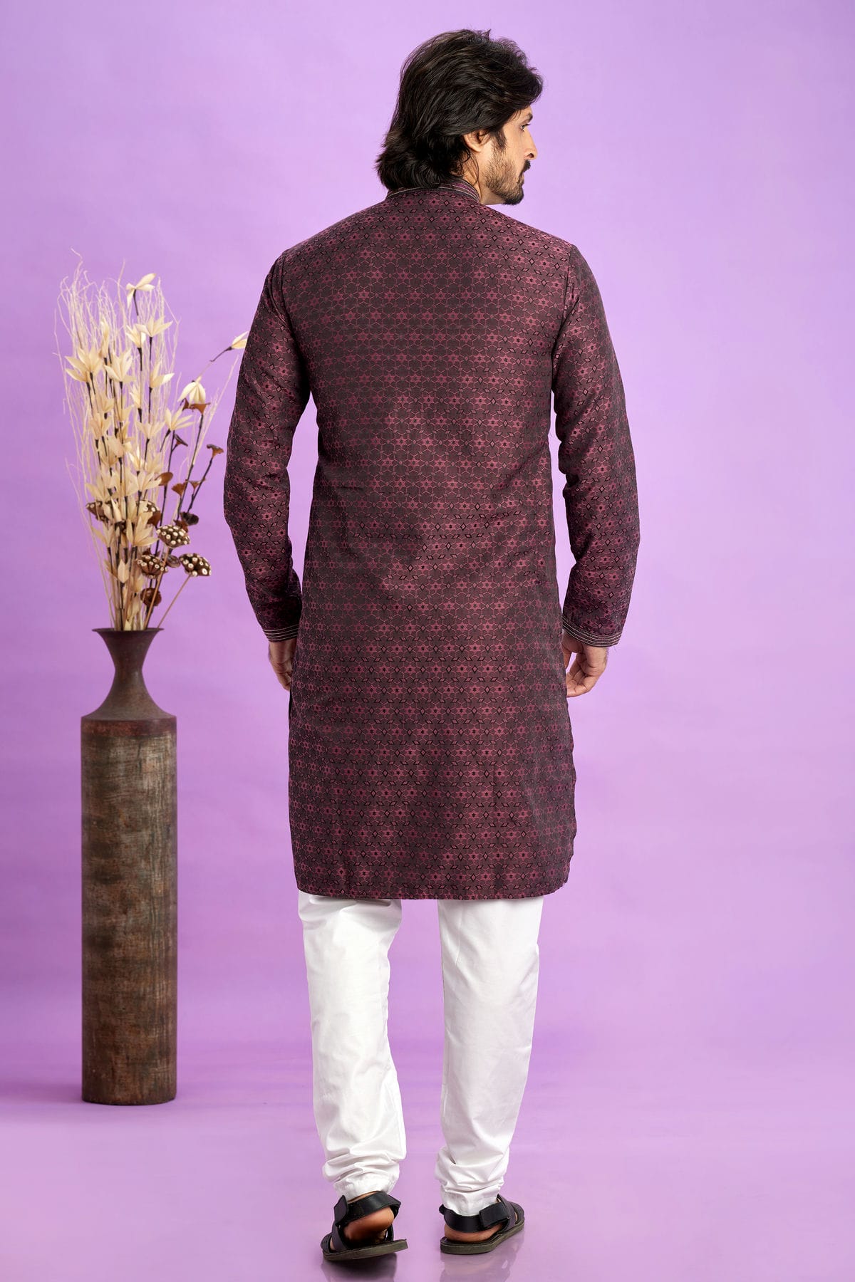 Maroon Colour Jacquard Art Silk Pintex Work Kurta Pajama VSKP1230206