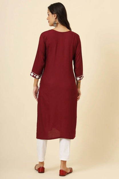 Maroon Colour Liva Rayon Kurti VSKR1111254