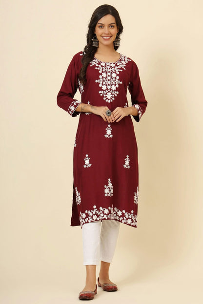 Maroon Colour Liva Rayon Kurti
