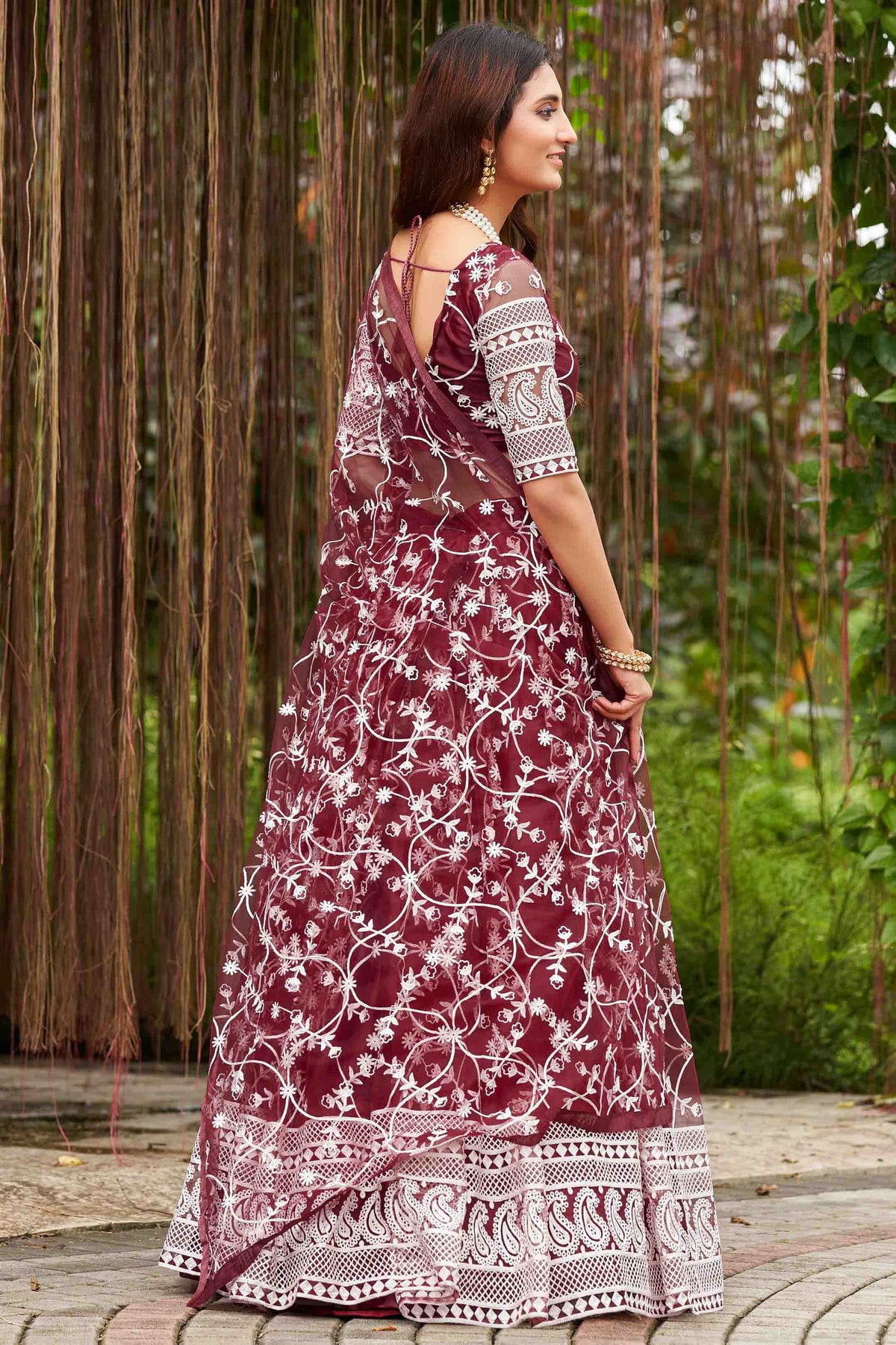 Maroon Colour Net Semi Stitched Lehenga Choli VSLC1170062