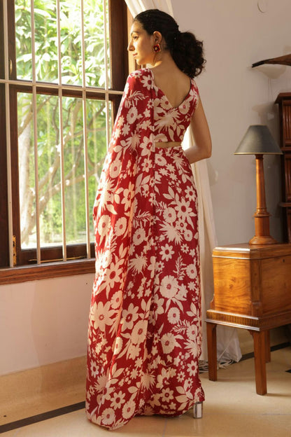 Maroon Colour Nylon Japan Satin Printed Saree VSSD1111683