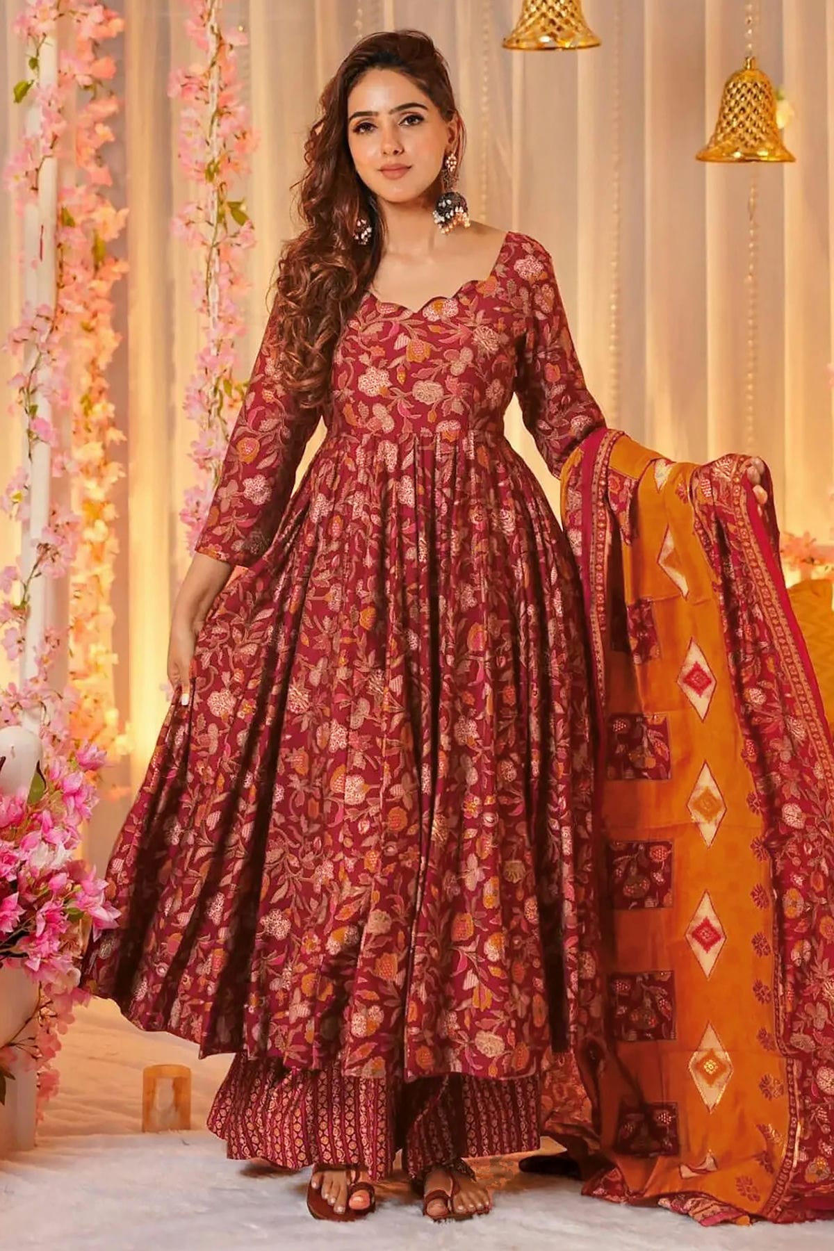 Maroon-Colour-Printed-Muslin-Stitched-Suit-VSSS1112458