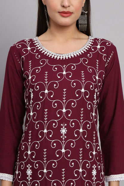 Maroon Colour Rayon Kurti VSKR1111095