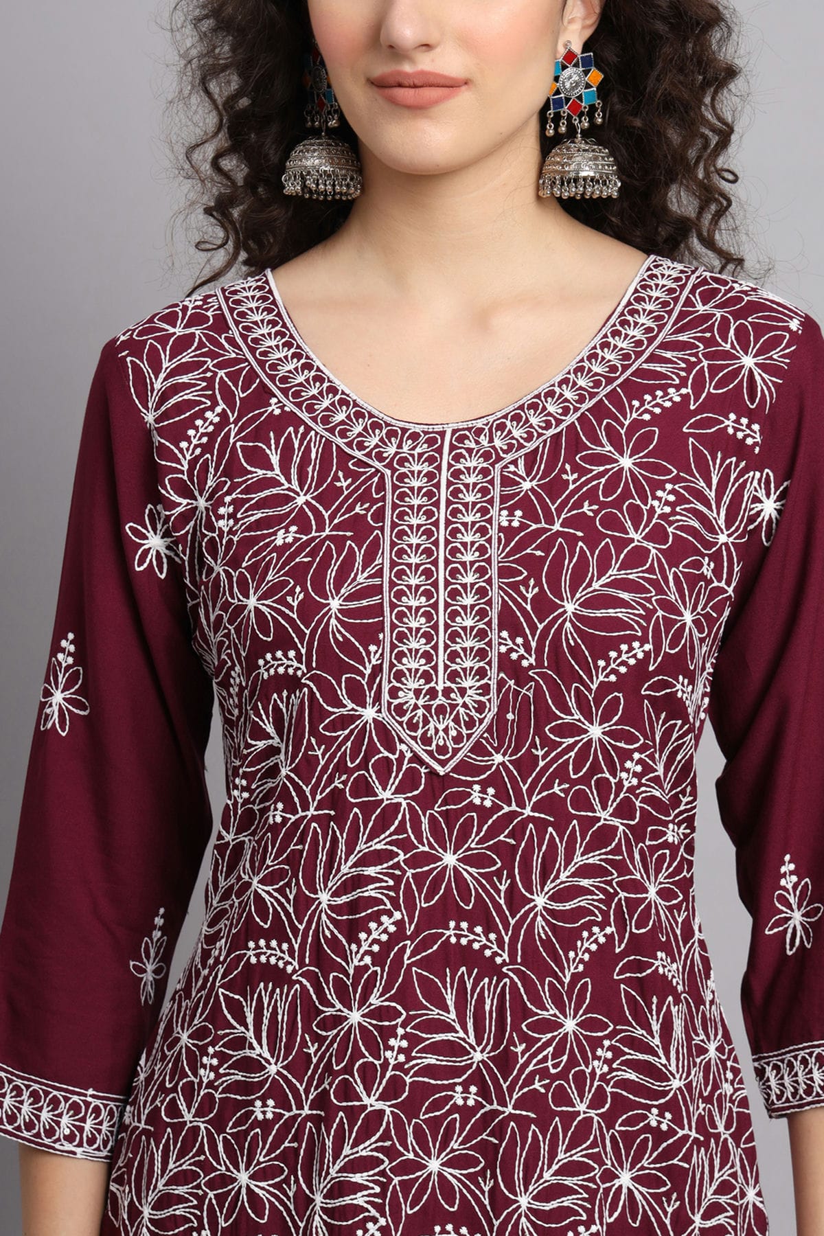 Maroon Colour Rayon Kurti VSKR1111097