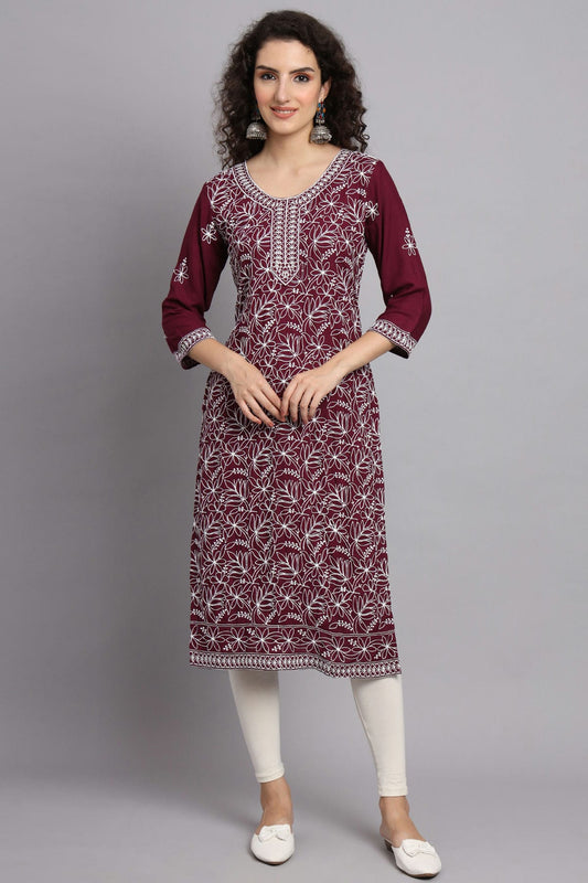 Maroon Colour Rayon Kurti