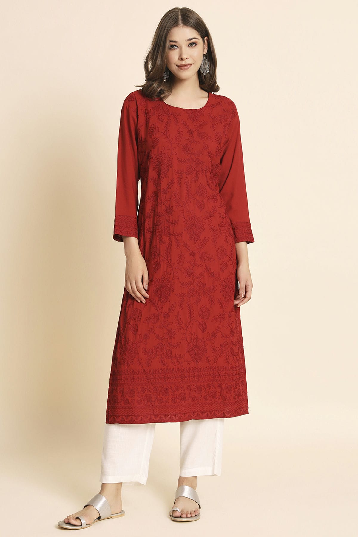 Maroon Colour Rayon Kurti