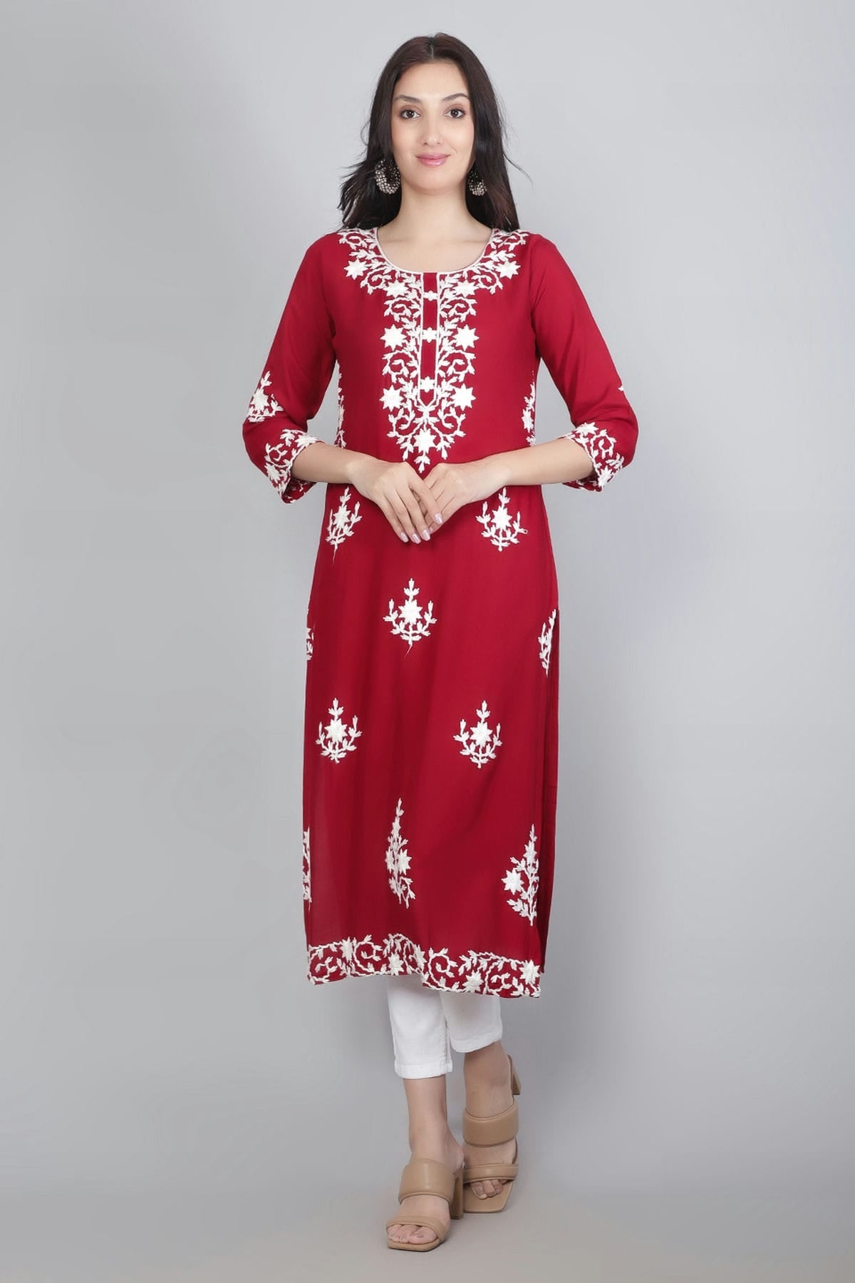 Maroon Colour Rayon Kurti