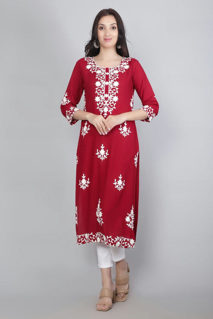 Maroon Colour Rayon Kurti