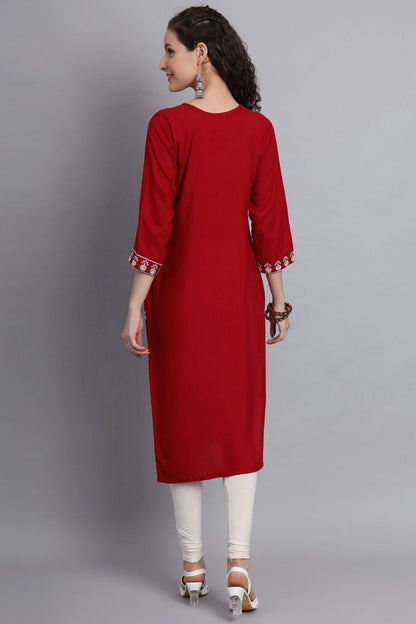 Maroon Colour Rayon Kurti VSKR1111142