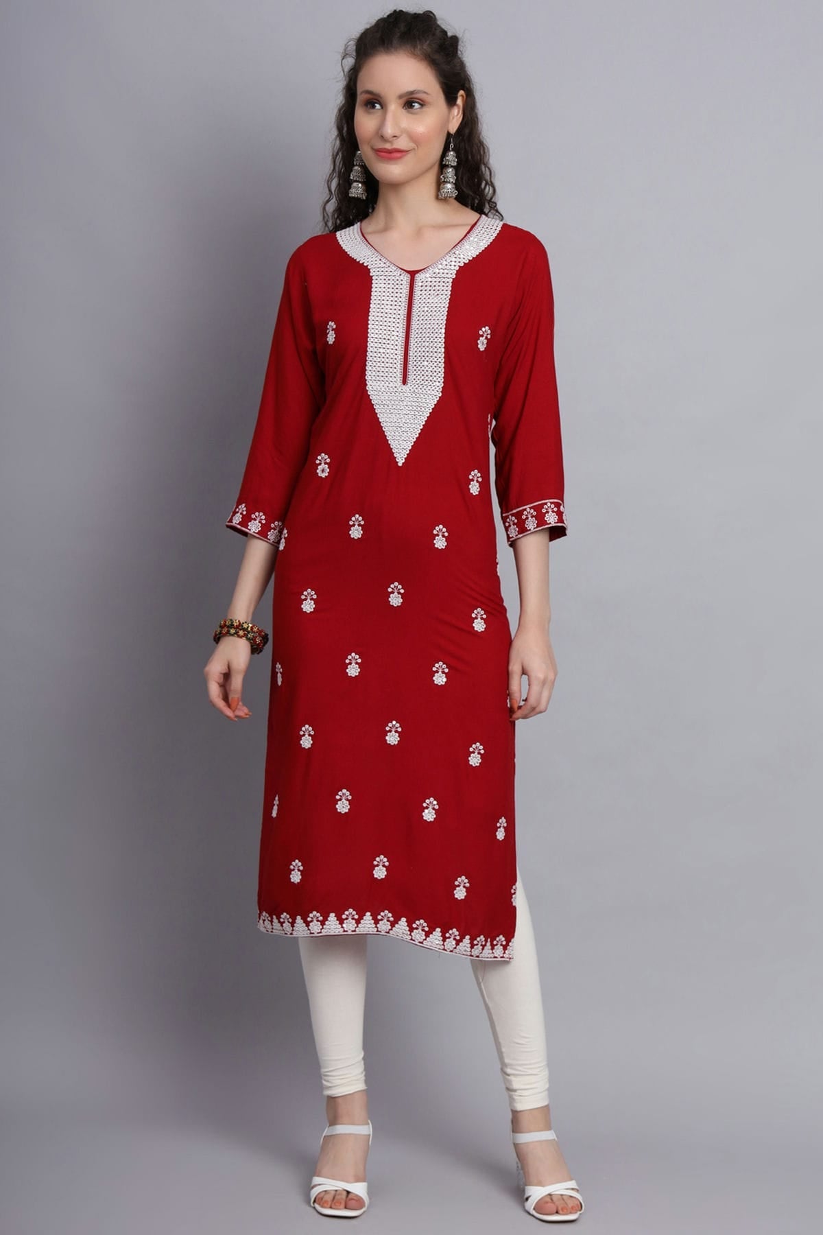 Maroon Colour Rayon Kurti