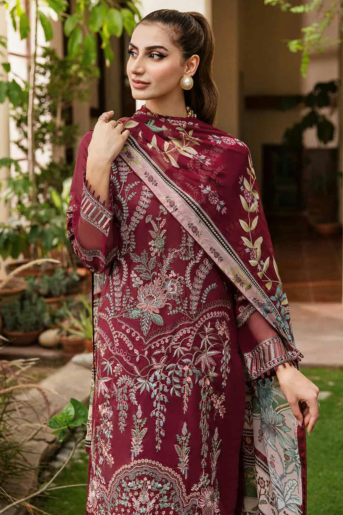 Maroon Colour Rayon Semi Stitched Pakistani Suit VSSM1250141