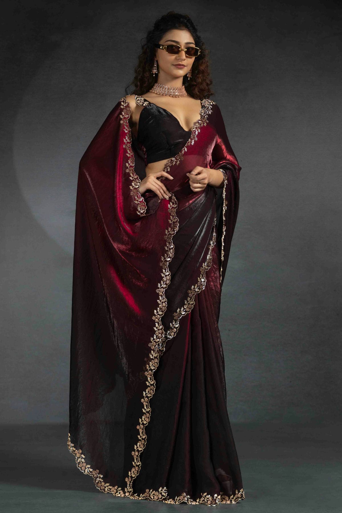 Maroon Colour Satin Silk Designer Saree VSSD1122001