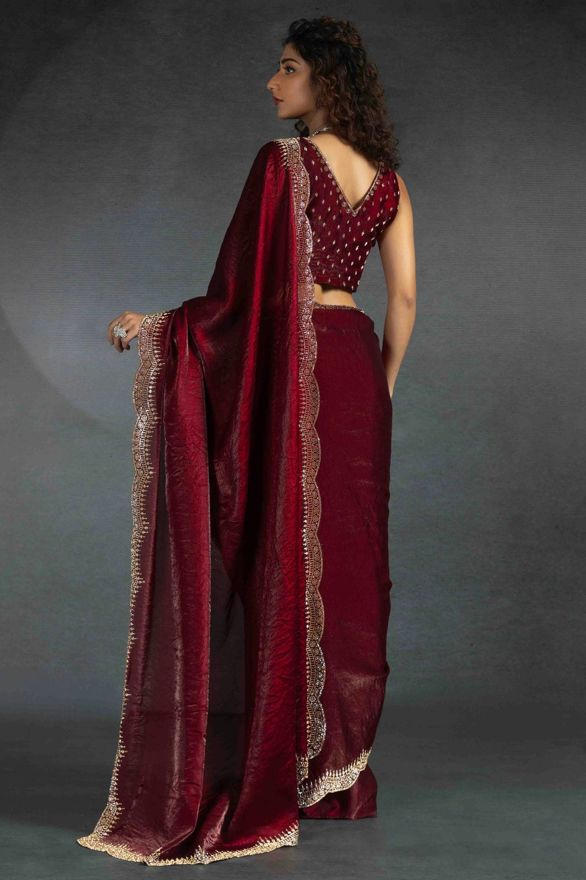 Maroon Colour Satin Silk Designer Saree VSSD1122006