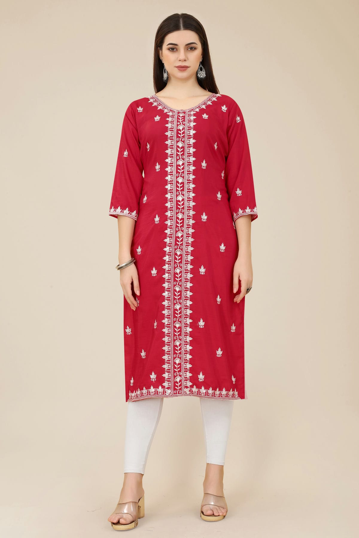 Maroon Colour Shiny Silk Kurti