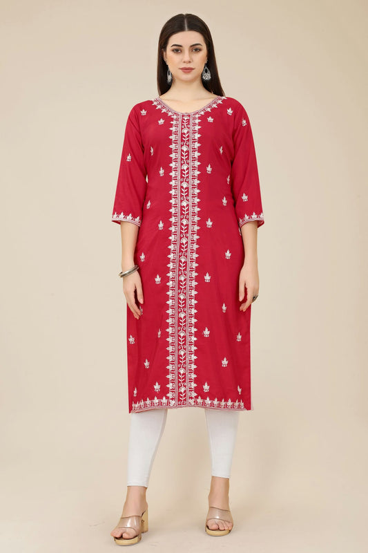 Maroon Colour Shiny Silk Kurti