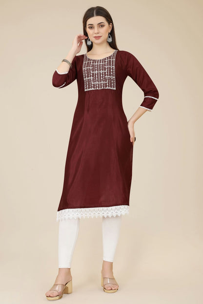 Maroon Colour Soft Silk Kurti