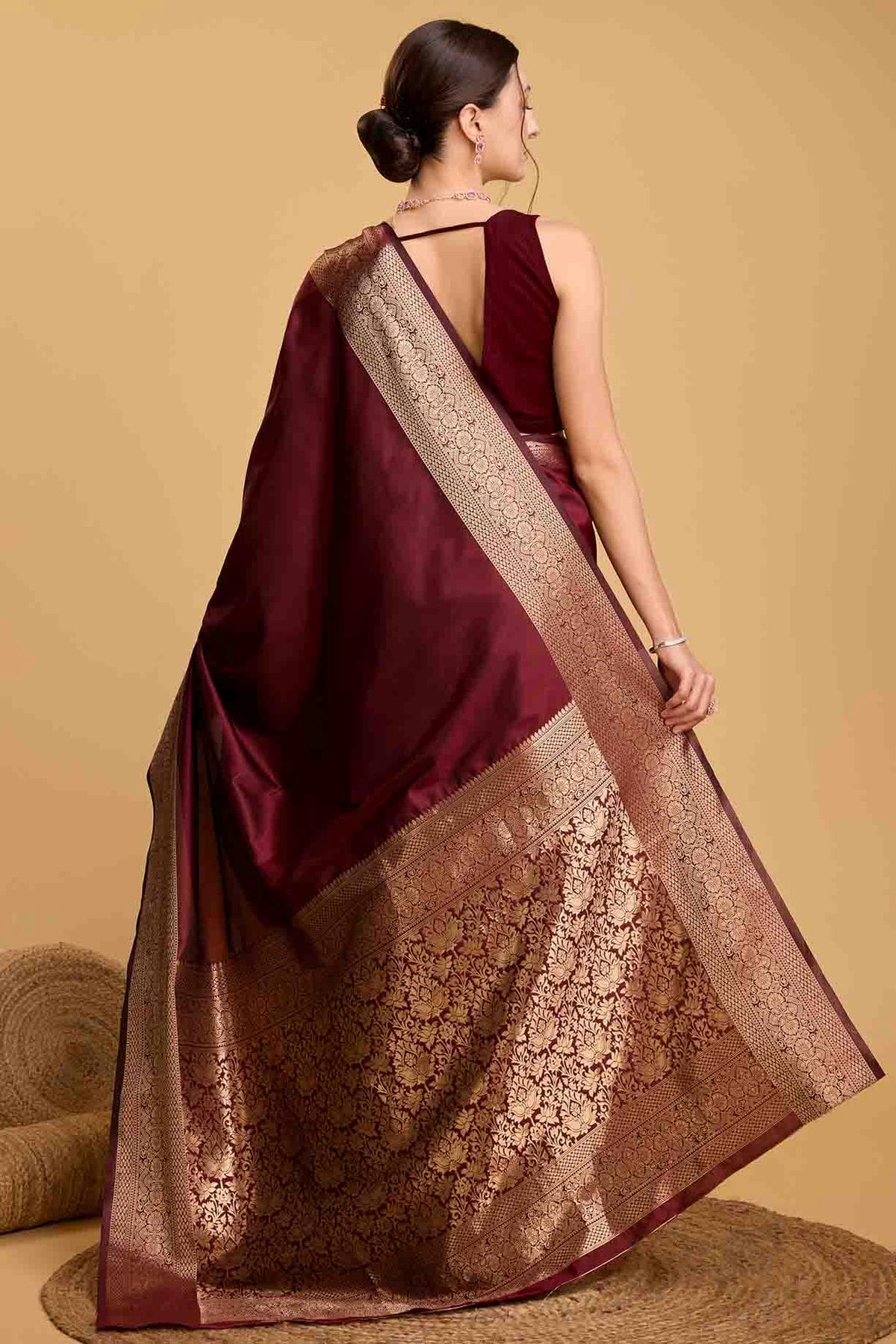 Maroon Colour Soft Silk Traditional Saree