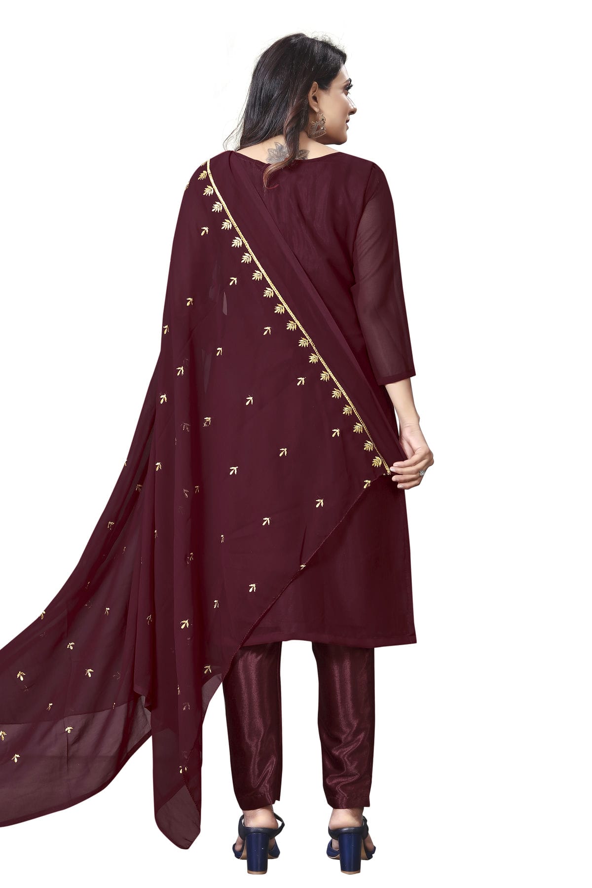 Maroon Colour Unstitched Faux Georgette Straight Suit VSUS1160639