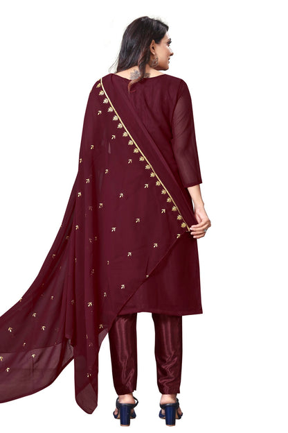 Maroon Colour Unstitched Faux Georgette Straight Suit VSUS1160639
