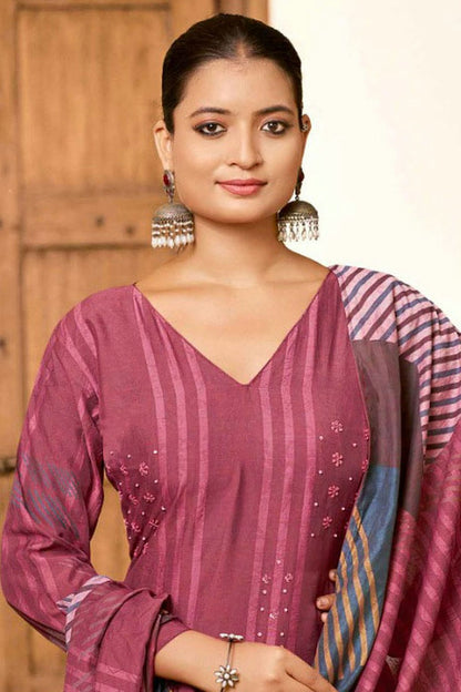 Maroon Colour Viscose Silk Stitched Suit