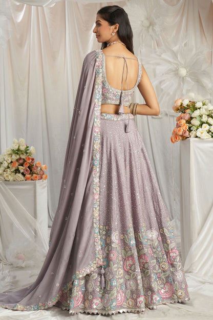 Mauve Colour Chiffon Embroidery Lehenga Choli VSLC1111350