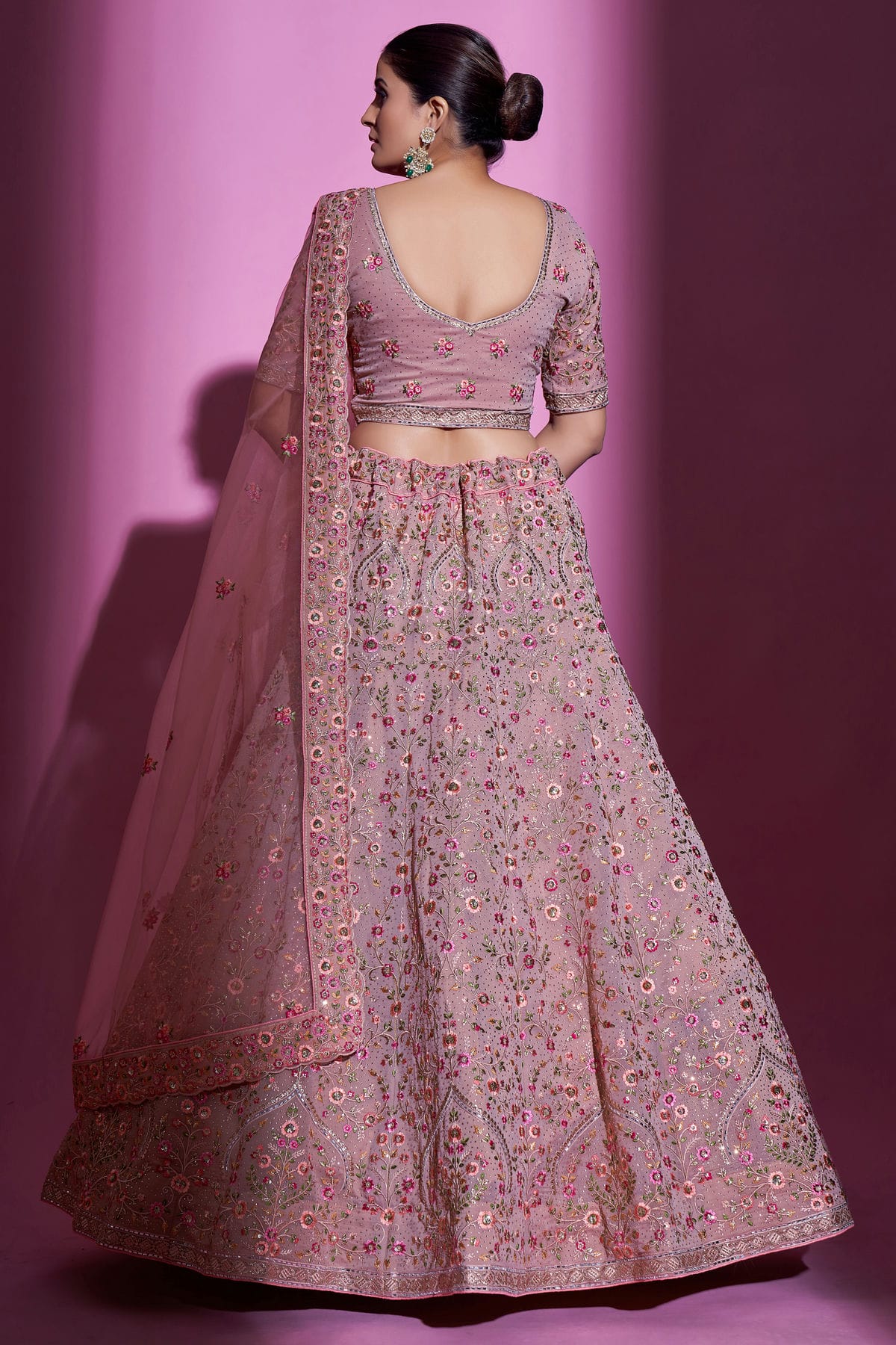Mauve Colour Embroidery Georgette Lehenga Choli VSLD1080701