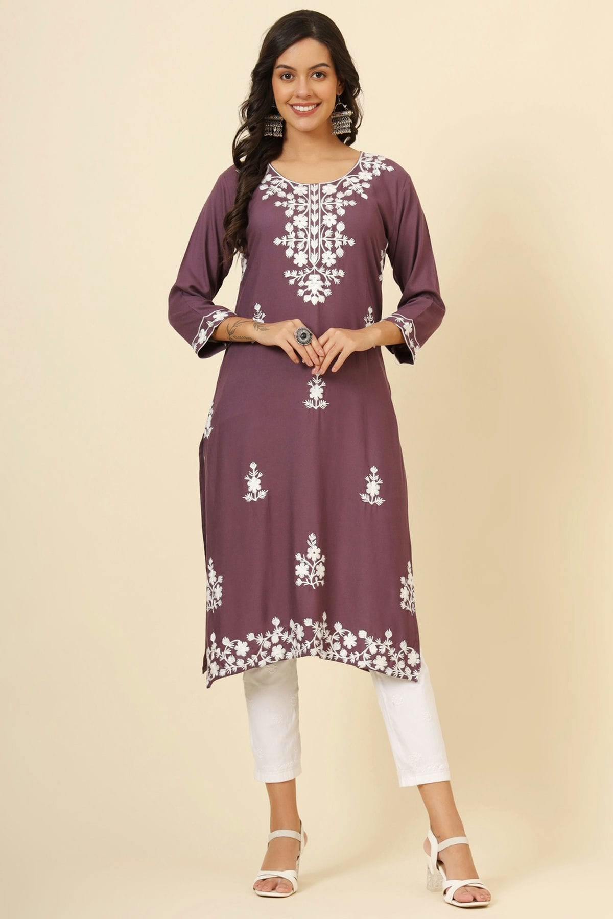 Mauve Colour Liva Rayon Kurti