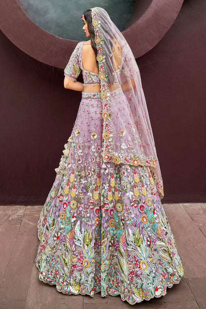 Mauve Colour Net Embroidery Lehenga Choli VSLC1111357
