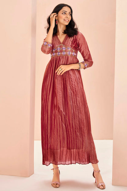 Mauve Colour Organza Indo Western Dress VSTP1080923