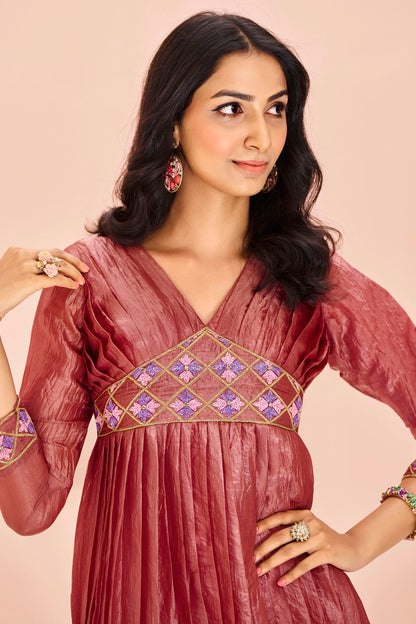 Mauve Colour Organza Indo Western Dress VSTP1080923