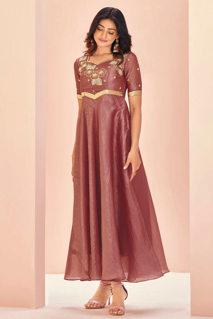 Mauve Colour Organza Indo Western Dress VSTP1080928