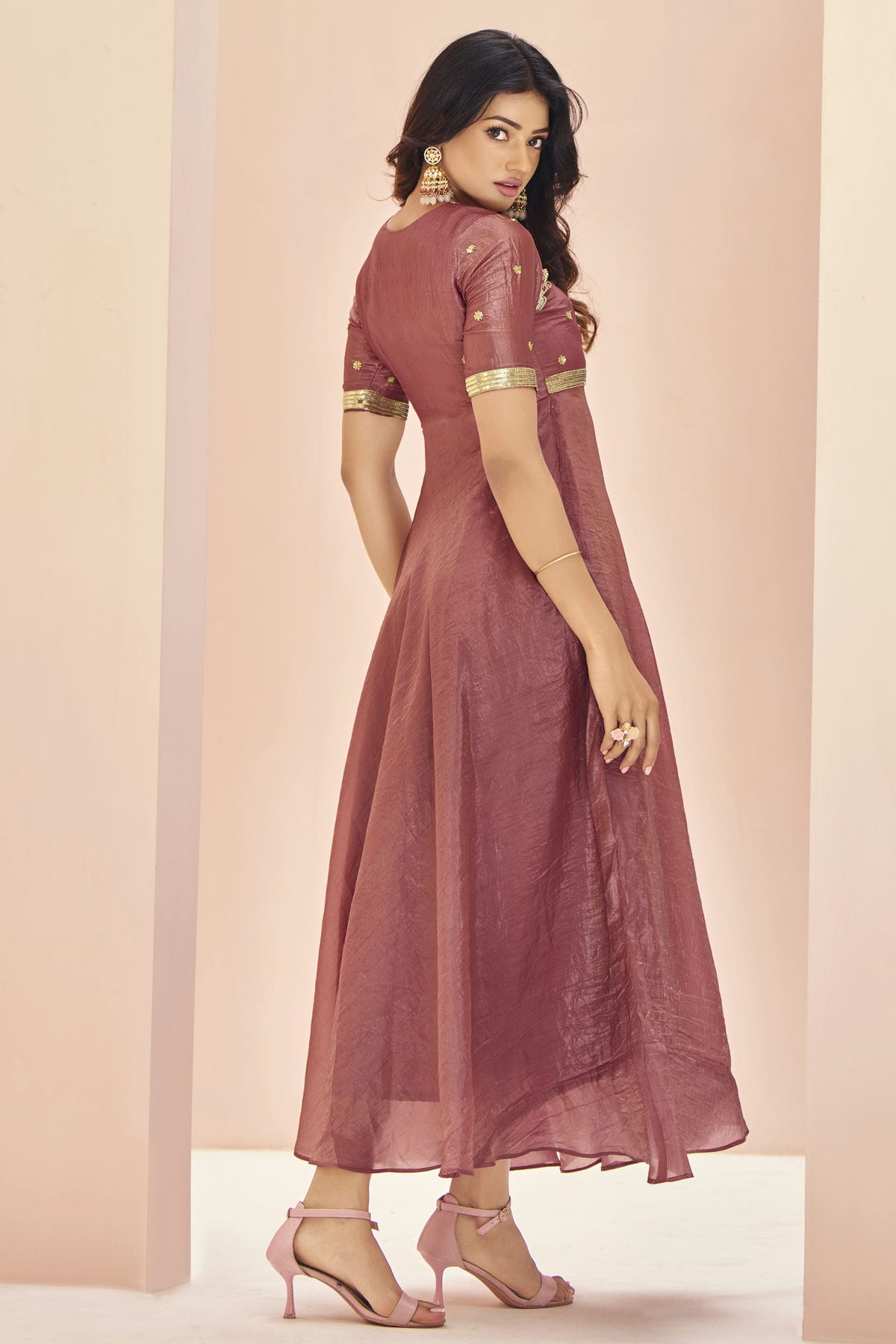 Mauve Colour Organza Indo Western Dress VSTP1080928