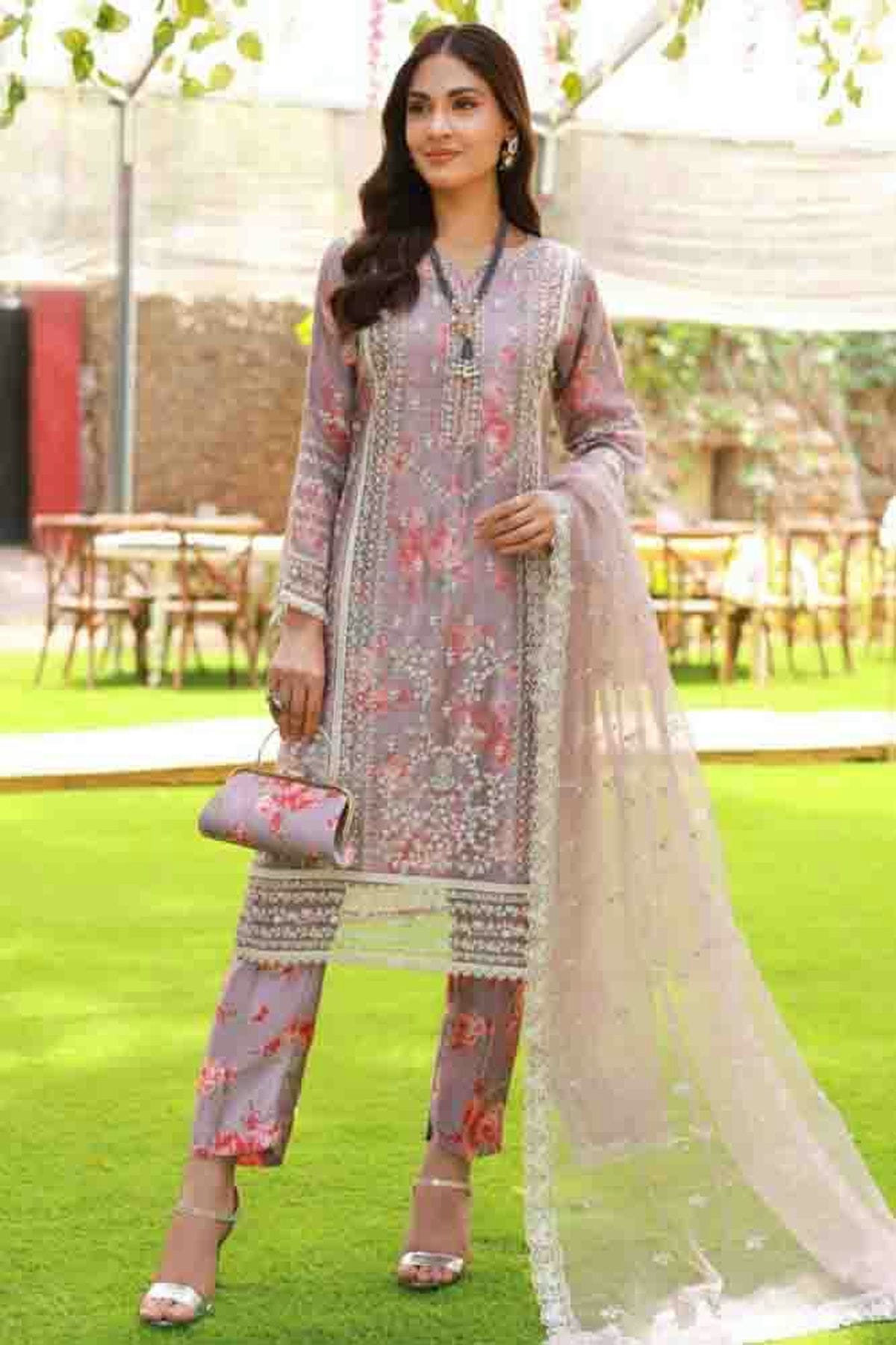 Mauve Colour Organza Silk Pakistani Suit VSSM1140898