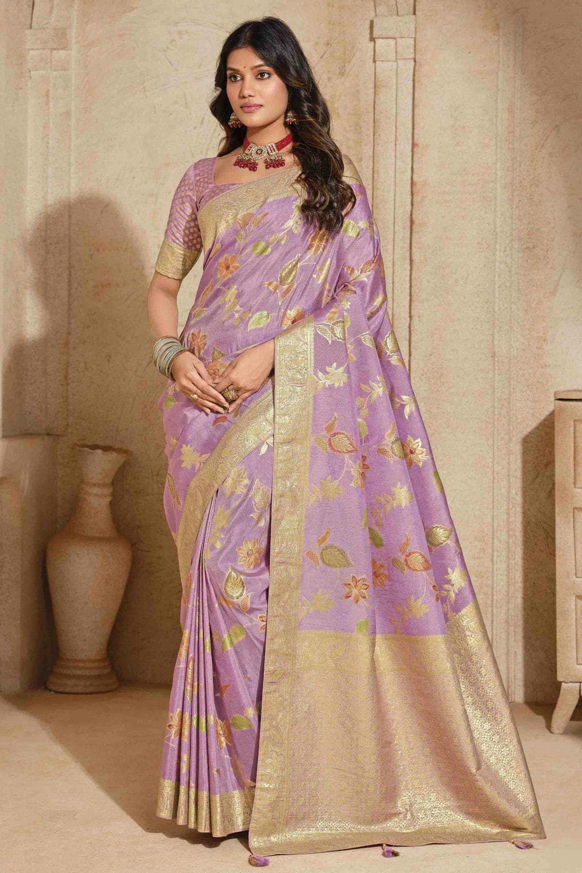 Mauve Colour Silk Zari Work Traditional Saree VSSD1113572