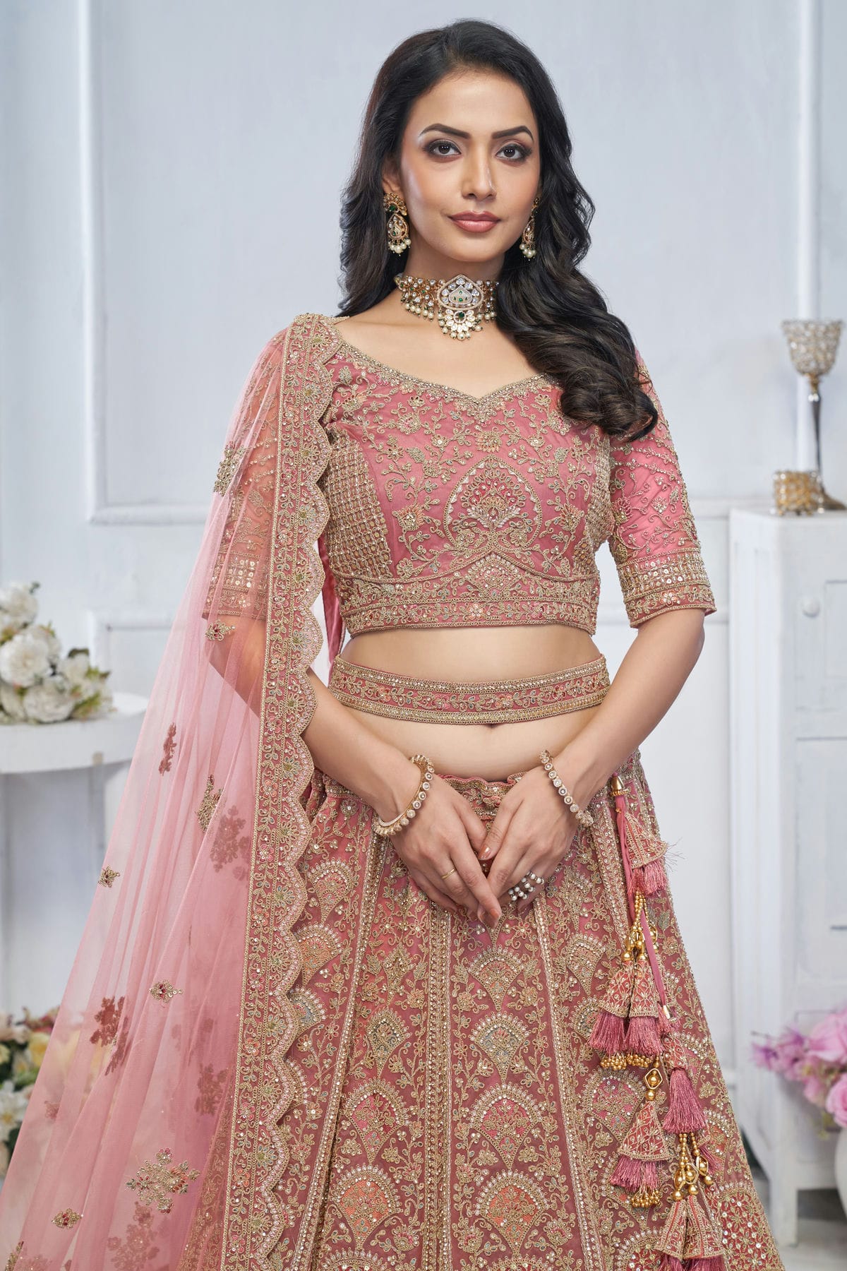 Mauve Colour Soft Net Embroidery Lehenga Choli VSLC1111370