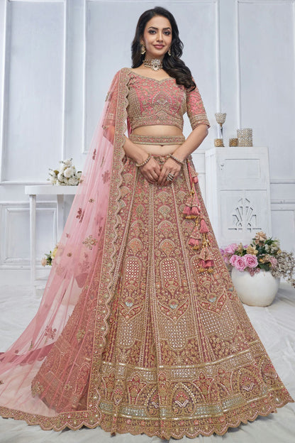 Mauve Colour Soft Net Embroidery Lehenga Choli
