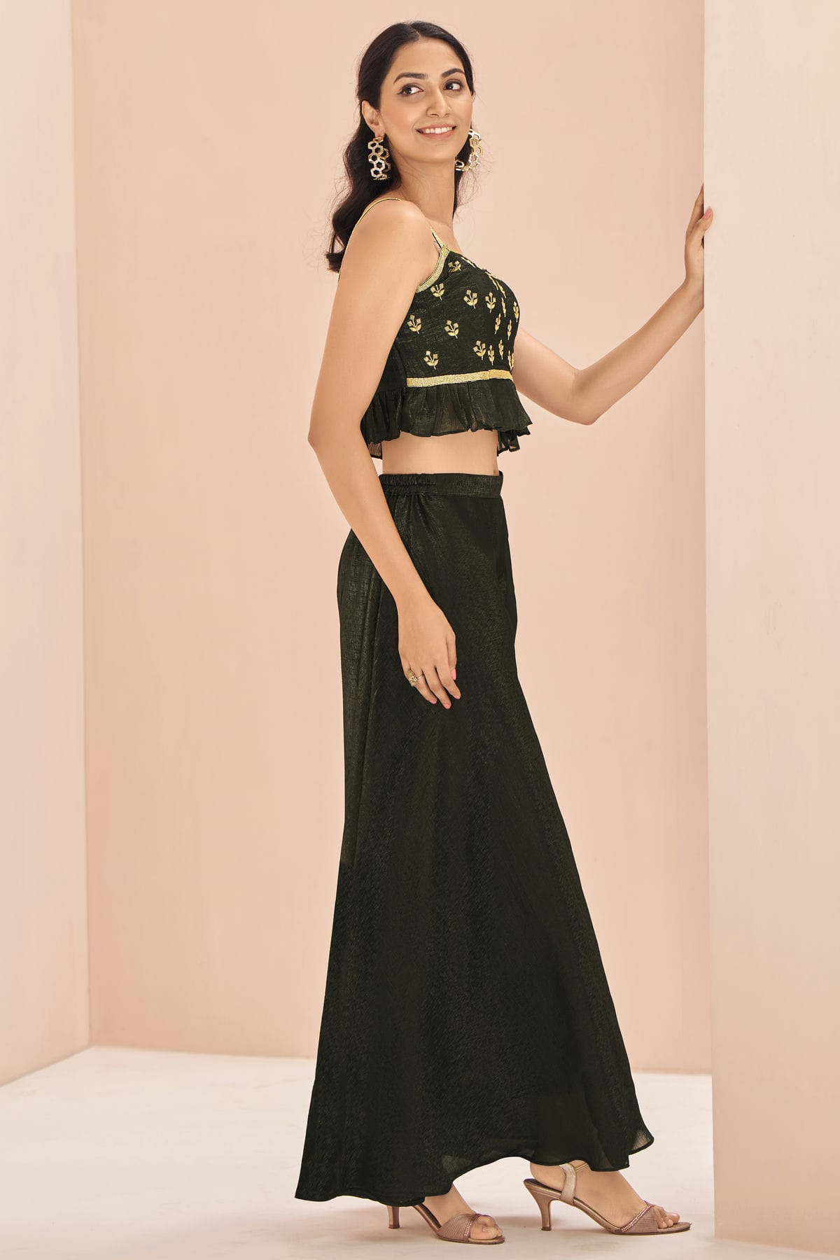 Mehendi Green Colour Art Silk Indo Western Dress VSTP1080932