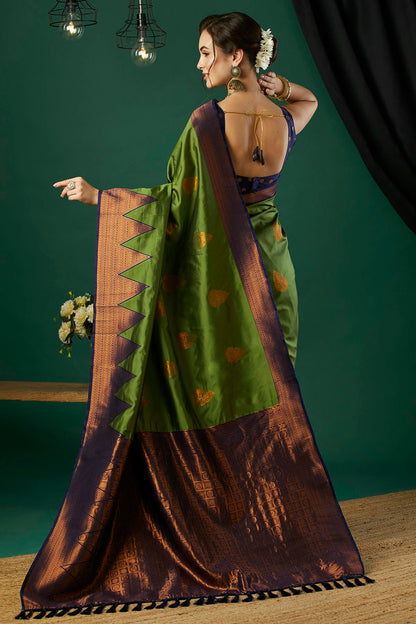 Mehendi Green Colour Banarasi Silk Traditional Saree VSSD1111875