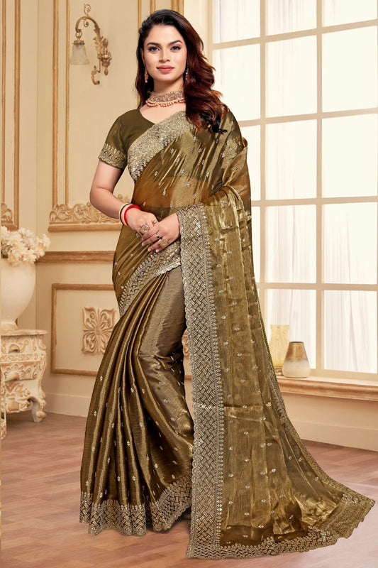 Mehendi Green Colour Burberry Silk Designer Saree