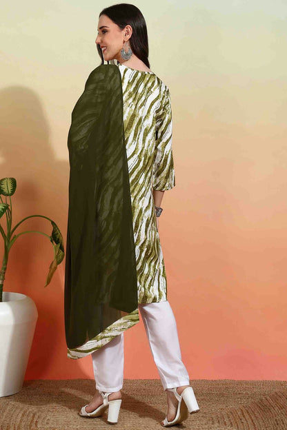 Mehendi Green Colour Crepe Printed Pant Style Suit VSSS1113639