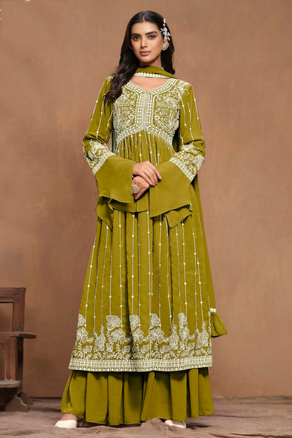 Sharara Dresses Garara Pic 2018 Mehendi Green Georgette Sharara Suit VSSM1050596 Sharara Dresses Garara Pic 2018 Mehendi Green Georgette Sharara Suit VSSM1050596