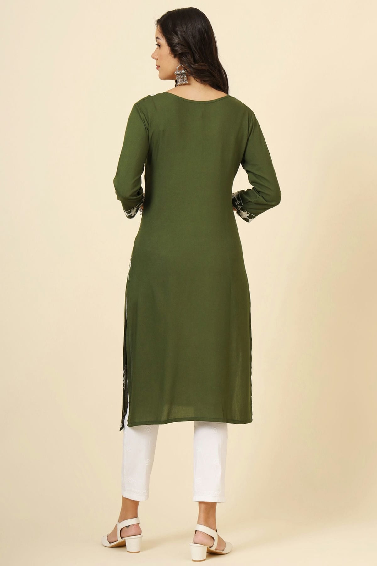 Mehendi Green Colour Liva Rayon Kurti VSKR1111253