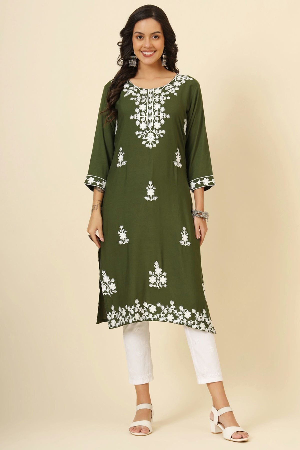 Mehendi Green Colour Liva Rayon Kurti