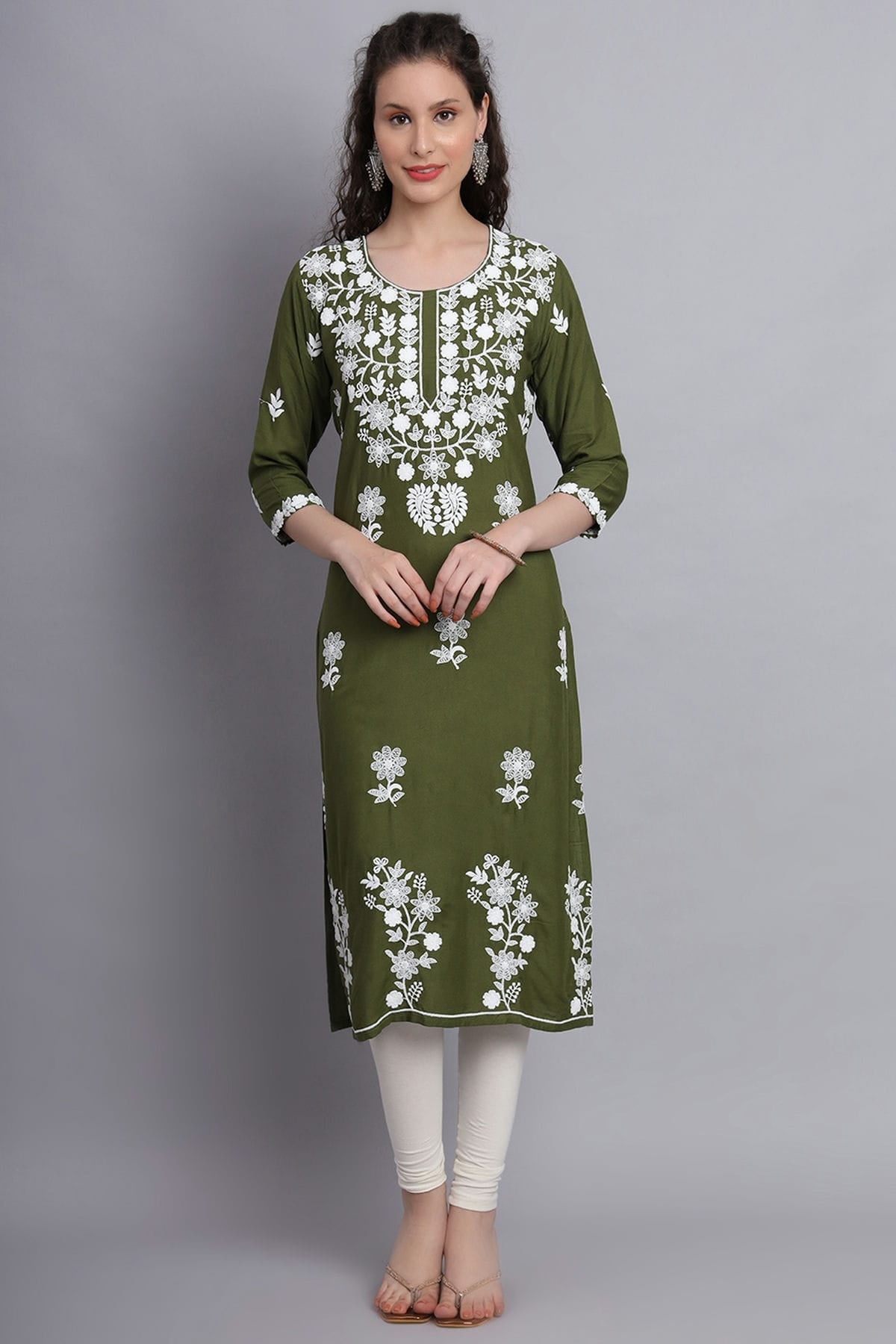 Mehendi Green Colour Rayon Kurti