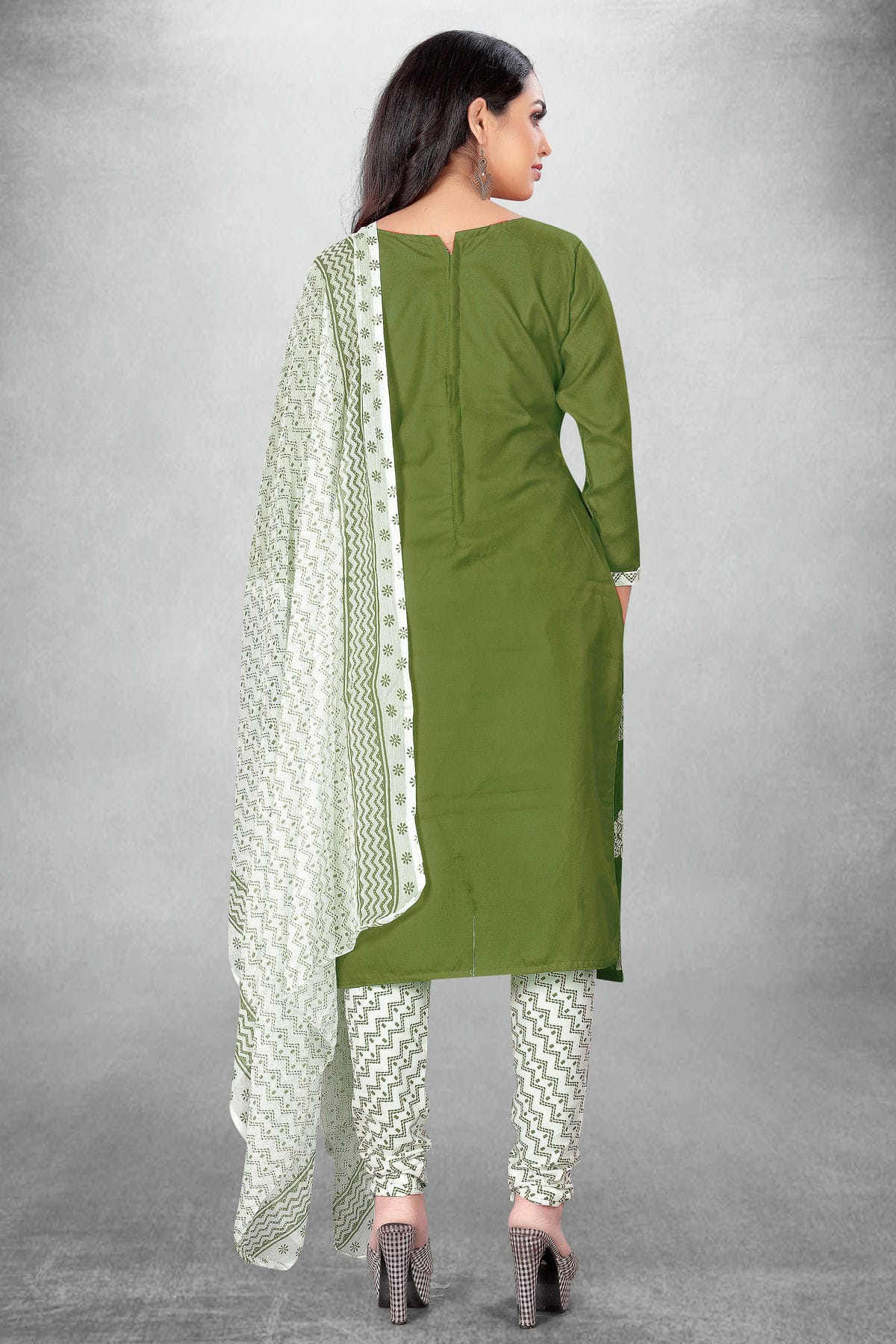 Mehendi Green Colour Unstitched Slub Cotton Churidar Suit VSUS1160763